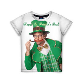 Детская футболка 3D с принтом Ирландия в Кировске, 100% гипоаллергенный полиэфир | прямой крой, круглый вырез горловины, длина до линии бедер, чуть спущенное плечо, ткань немного тянется | irish | st. patricks day | зеленый | ирландец | лепрекон