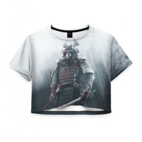 Женская футболка 3D укороченная с принтом Shadow Tactics в Кировске, 100% полиэстер | круглая горловина, длина футболки до линии талии, рукава с отворотами | shogun | игра | меч | самурай | сегун | япония