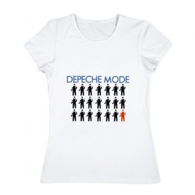 Женская футболка хлопок с принтом Depeche Mode в Кировске, 100% хлопок | прямой крой, круглый вырез горловины, длина до линии бедер, слегка спущенное плечо | дипиш | мод | рок