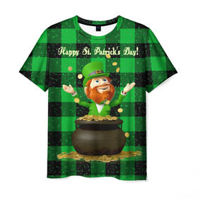 Мужская футболка 3D с принтом Ирландия в Кировске, 100% полиэфир | прямой крой, круглый вырез горловины, длина до линии бедер | Тематика изображения на принте: irish | st. patricks day | зеленый | ирландец | лепрекон