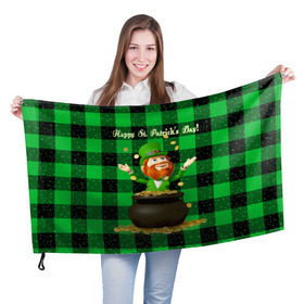 Флаг 3D с принтом Ирландия в Кировске, 100% полиэстер | плотность ткани — 95 г/м2, размер — 67 х 109 см. Принт наносится с одной стороны | irish | st. patricks day | зеленый | ирландец | лепрекон