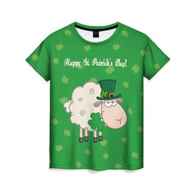 Женская футболка 3D с принтом Ирландия в Кировске, 100% полиэфир ( синтетическое хлопкоподобное полотно) | прямой крой, круглый вырез горловины, длина до линии бедер | irish | sheep | st. patricks day | зеленый | ирландец | лепрекон | оваечка | овца