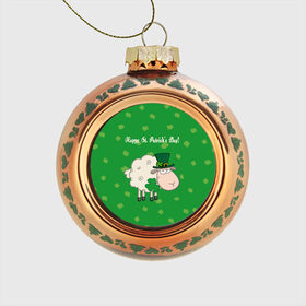 Стеклянный ёлочный шар с принтом Ирландия в Кировске, Стекло | Диаметр: 80 мм | irish | sheep | st. patricks day | зеленый | ирландец | лепрекон | оваечка | овца