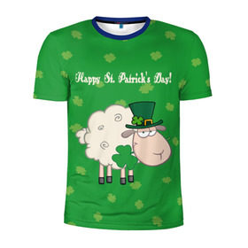 Мужская футболка 3D спортивная с принтом Ирландия в Кировске, 100% полиэстер с улучшенными характеристиками | приталенный силуэт, круглая горловина, широкие плечи, сужается к линии бедра | irish | sheep | st. patricks day | зеленый | ирландец | лепрекон | оваечка | овца