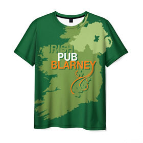 Мужская футболка 3D с принтом Irish pub Blarney в Кировске, 100% полиэфир | прямой крой, круглый вырез горловины, длина до линии бедер | Тематика изображения на принте: bar | blarney | ireland | irish | map | pub | wasps | бар | ирландия | ирландский | карта | остров