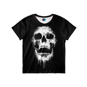Детская футболка 3D с принтом Evil Skull в Кировске, 100% гипоаллергенный полиэфир | прямой крой, круглый вырез горловины, длина до линии бедер, чуть спущенное плечо, ткань немного тянется | Тематика изображения на принте: bone | dark | death | evil | hipster | skelet | skull | кости | скелет | темнота | хипстер | череп