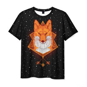 Мужская футболка 3D с принтом Огненный лис в Кировске, 100% полиэфир | прямой крой, круглый вырез горловины, длина до линии бедер | animal | beast | fox | heart | love | orange | животное | зверь | лис | лиса | личиска | любовь | огонь | пламя | рыжая | сердце