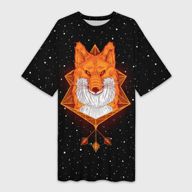Платье-футболка 3D с принтом Огненный лис в Кировске,  |  | animal | beast | fox | heart | love | orange | животное | зверь | лис | лиса | личиска | любовь | огонь | пламя | рыжая | сердце