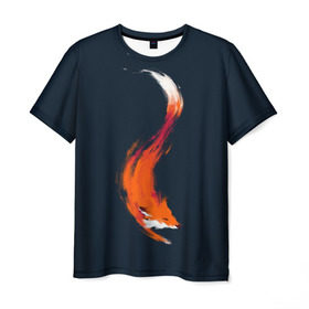 Мужская футболка 3D с принтом Хитрая лисичка в Кировске, 100% полиэфир | прямой крой, круглый вырез горловины, длина до линии бедер | animal | beast | fox | heart | love | orange | животное | зверь | лис | лиса | личиска | любовь | рыжая | сердце