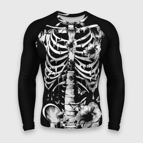 Мужской рашгард 3D с принтом Floral Skeleton в Кировске,  |  | art | bone | dark | death | fashion | flower | hipster | skelet | skull | арт | грудь | кости | мода | ребра | скелет | стиль | темный | хипстер | цвет | череп