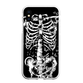 Чехол для iPhone XS Max матовый с принтом Floral Skeleton в Кировске, Силикон | Область печати: задняя сторона чехла, без боковых панелей | art | bone | dark | death | fashion | flower | hipster | skelet | skull | арт | грудь | кости | мода | ребра | скелет | стиль | темный | хипстер | цвет | череп