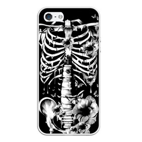 Чехол для iPhone 5/5S матовый с принтом Floral Skeleton в Кировске, Силикон | Область печати: задняя сторона чехла, без боковых панелей | art | bone | dark | death | fashion | flower | hipster | skelet | skull | арт | грудь | кости | мода | ребра | скелет | стиль | темный | хипстер | цвет | череп