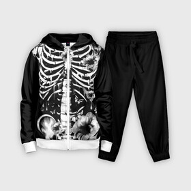 Детский костюм 3D с принтом Floral Skeleton в Кировске,  |  | art | bone | dark | death | fashion | flower | hipster | skelet | skull | арт | грудь | кости | мода | ребра | скелет | стиль | темный | хипстер | цвет | череп