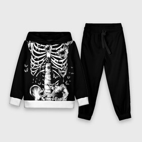 Детский костюм 3D (с толстовкой) с принтом Floral Skeleton в Кировске,  |  | art | bone | dark | death | fashion | flower | hipster | skelet | skull | арт | грудь | кости | мода | ребра | скелет | стиль | темный | хипстер | цвет | череп