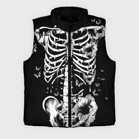 Мужской жилет утепленный 3D с принтом Floral Skeleton в Кировске,  |  | art | bone | dark | death | fashion | flower | hipster | skelet | skull | арт | грудь | кости | мода | ребра | скелет | стиль | темный | хипстер | цвет | череп