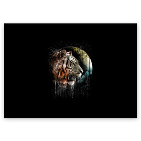 Поздравительная открытка с принтом Космический тигр в Кировске, 100% бумага | плотность бумаги 280 г/м2, матовая, на обратной стороне линовка и место для марки
 | Тематика изображения на принте: animal | beast | cat | cosmic | galaxy | meow | moon | planet | roar | space | tiger | галактика | животное | зверь | космос | кот | кошка | луна | мяу | планета | рык | тигр | ярость
