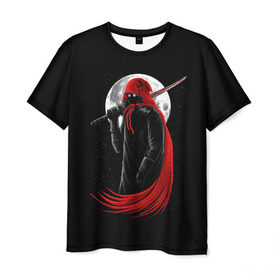 Мужская футболка 3D с принтом Лунный убийца в Кировске, 100% полиэфир | прямой крой, круглый вырез горловины, длина до линии бедер | moon | ninja | warrior | воин | звезды | луна | ниндзя