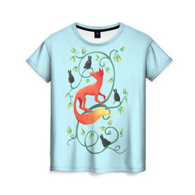 Женская футболка 3D с принтом Милая лисичка в Кировске, 100% полиэфир ( синтетическое хлопкоподобное полотно) | прямой крой, круглый вырез горловины, длина до линии бедер | animal | beast | fox | heart | love | orange | животное | зверь | лис | лиса | личиска | любовь | птица | птицы | птичка | рыжая | сердце