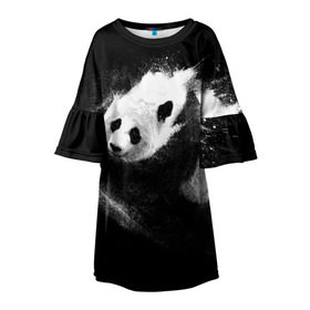 Детское платье 3D с принтом Молочная панда в Кировске, 100% полиэстер | прямой силуэт, чуть расширенный к низу. Круглая горловина, на рукавах — воланы | Тематика изображения на принте: animal | bear | beast | milk | nature | panda | животное | зверь | медведь | молоко | панда | природа