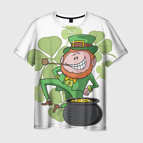 Мужская футболка 3D с принтом Ирландия в Кировске, 100% полиэфир | прямой крой, круглый вырез горловины, длина до линии бедер | clover | gold | green | irish | money | st. patrick | деньги | зелёный | золото | ирландская | клевер | лепрекон
