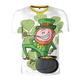 Мужская футболка 3D спортивная с принтом Ирландия в Кировске, 100% полиэстер с улучшенными характеристиками | приталенный силуэт, круглая горловина, широкие плечи, сужается к линии бедра | Тематика изображения на принте: clover | gold | green | irish | money | st. patrick | деньги | зелёный | золото | ирландская | клевер | лепрекон