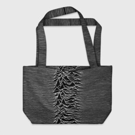 Пляжная сумка 3D с принтом Joy Division. Unknown Pleasures в Кировске, 100% полиэстер | застегивается на металлическую кнопку; внутренний карман застегивается на молнию. Стенки укреплены специальным мягким материалом, чтобы защитить содержимое от несильных ударов
 | Тематика изображения на принте: joy division | альбом | волны | горы | линии | обложка | панк | рок