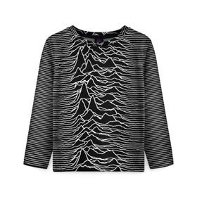 Детский лонгслив 3D с принтом Joy Division. Unknown Pleasures в Кировске, 100% полиэстер | длинные рукава, круглый вырез горловины, полуприлегающий силуэт
 | joy division | альбом | волны | горы | линии | обложка | панк | рок