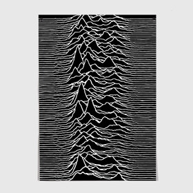 Постер с принтом Joy Division. Unknown Pleasures в Кировске, 100% бумага
 | бумага, плотность 150 мг. Матовая, но за счет высокого коэффициента гладкости имеет небольшой блеск и дает на свету блики, но в отличии от глянцевой бумаги не покрыта лаком | joy division | альбом | волны | горы | линии | обложка | панк | рок