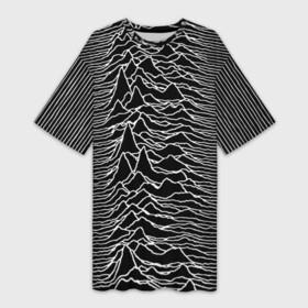 Платье-футболка 3D с принтом Joy Division. Unknown Pleasures в Кировске,  |  | Тематика изображения на принте: joy division | альбом | волны | горы | линии | обложка | панк | рок