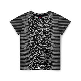 Детская футболка 3D с принтом Joy Division. Unknown Pleasures в Кировске, 100% гипоаллергенный полиэфир | прямой крой, круглый вырез горловины, длина до линии бедер, чуть спущенное плечо, ткань немного тянется | Тематика изображения на принте: joy division | альбом | волны | горы | линии | обложка | панк | рок