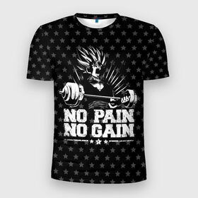 Мужская футболка 3D спортивная с принтом No Pain No Gain в Кировске, 100% полиэстер с улучшенными характеристиками | приталенный силуэт, круглая горловина, широкие плечи, сужается к линии бедра | Тематика изображения на принте: 