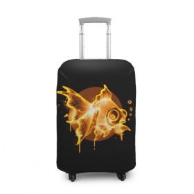 Чехол для чемодана 3D с принтом Золотая рыбка в Кировске, 86% полиэфир, 14% спандекс | двустороннее нанесение принта, прорези для ручек и колес | агрессивные | арт | веселые | дыым | интересные | новинки | огонь | пламя | популярное | узор