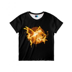 Детская футболка 3D с принтом Золотая рыбка в Кировске, 100% гипоаллергенный полиэфир | прямой крой, круглый вырез горловины, длина до линии бедер, чуть спущенное плечо, ткань немного тянется | агрессивные | арт | веселые | дыым | интересные | новинки | огонь | пламя | популярное | узор