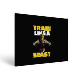 Холст прямоугольный с принтом Train Like a Beast в Кировске, 100% ПВХ |  | Тематика изображения на принте: dragon ball | strong | workout | воркаут | драгон бол