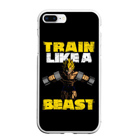 Чехол для iPhone 7Plus/8 Plus матовый с принтом Train Like a Beast в Кировске, Силикон | Область печати: задняя сторона чехла, без боковых панелей | dragon ball | strong | workout | воркаут | драгон бол