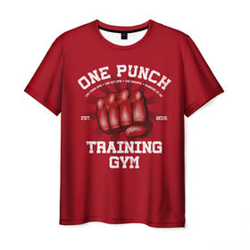 Мужская футболка 3D с принтом One Punch Gym в Кировске, 100% полиэфир | прямой крой, круглый вырез горловины, длина до линии бедер | boxing | combat | fight | fighter | kickboxing | muay thai | wrestling | боец | бой | бокс | боксер | драка | кикбоксинг | май тай