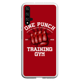 Чехол для Honor 20 с принтом One Punch Gym в Кировске, Силикон | Область печати: задняя сторона чехла, без боковых панелей | Тематика изображения на принте: boxing | combat | fight | fighter | kickboxing | muay thai | wrestling | боец | бой | бокс | боксер | драка | кикбоксинг | май тай