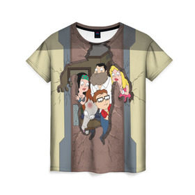 Женская футболка 3D с принтом American dad в Кировске, 100% полиэфир ( синтетическое хлопкоподобное полотно) | прямой крой, круглый вырез горловины, длина до линии бедер | американский папаша | кино | киногерой | сезон | сериал | фильм