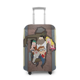 Чехол для чемодана 3D с принтом American dad в Кировске, 86% полиэфир, 14% спандекс | двустороннее нанесение принта, прорези для ручек и колес | американский папаша | кино | киногерой | сезон | сериал | фильм