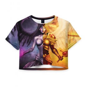 Женская футболка 3D укороченная с принтом Morgana Kayle в Кировске, 100% полиэстер | круглая горловина, длина футболки до линии талии, рукава с отворотами | 