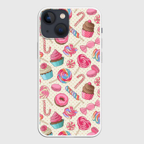 Чехол для iPhone 13 mini с принтом Радости и сладости в Кировске,  |  | глазурь | кексы | конфеты | леденцы | пончик | сладости