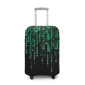 Чехол для чемодана 3D с принтом Матрица в Кировске, 86% полиэфир, 14% спандекс | двустороннее нанесение принта, прорези для ручек и колес | background | black | green | matrix | movie | numbers | зеленые | матрица | фильм | фон | цифры | черный