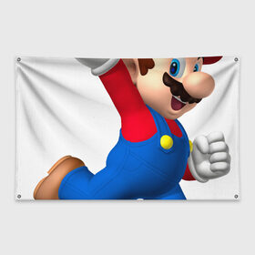 Флаг-баннер с принтом Super Mario в Кировске, 100% полиэстер | размер 67 х 109 см, плотность ткани — 95 г/м2; по краям флага есть четыре люверса для крепления | nintendo | марио | нинтендо