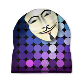 Шапка 3D с принтом Анонимус в Кировске, 100% полиэстер | универсальный размер, печать по всей поверхности изделия | anonymous | www | интернет | маска | свобода | хакер