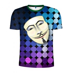 Мужская футболка 3D спортивная с принтом Анонимус в Кировске, 100% полиэстер с улучшенными характеристиками | приталенный силуэт, круглая горловина, широкие плечи, сужается к линии бедра | anonymous | www | интернет | маска | свобода | хакер