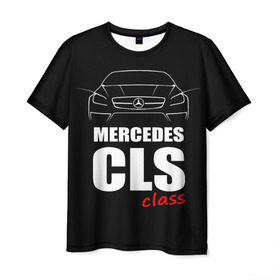 Мужская футболка 3D с принтом Mercedes CLS Class в Кировске, 100% полиэфир | прямой крой, круглый вырез горловины, длина до линии бедер | mercedes benz | mercedes cls 63 amg | авто | автомобиль | машина | мерседес | тачка