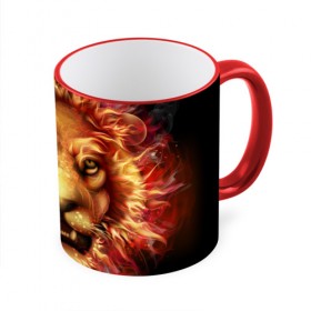 Кружка 3D с принтом Огненный лев в Кировске, керамика | ёмкость 330 мл | animal | fire | flame | head | lion | look | predator | взгляд | голова | животное | лев | огненный | огонь | пламя | хищник