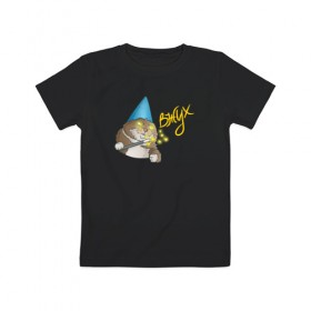 Детская футболка хлопок с принтом ВЖУХ котик в Кировске, 100% хлопок | круглый вырез горловины, полуприлегающий силуэт, длина до линии бедер | вжух | котик