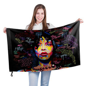 Флаг 3D с принтом Ямайка, девушка в Кировске, 100% полиэстер | плотность ткани — 95 г/м2, размер — 67 х 109 см. Принт наносится с одной стороны | девушка | портрет | ямайка | яркий