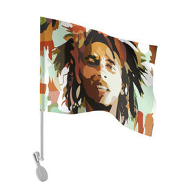 Флаг для автомобиля с принтом Боб Марли в Кировске, 100% полиэстер | Размер: 30*21 см | bob marley | composer | guitarist | jamaica | jamaican musician | reggae | singer | музыкант | регги